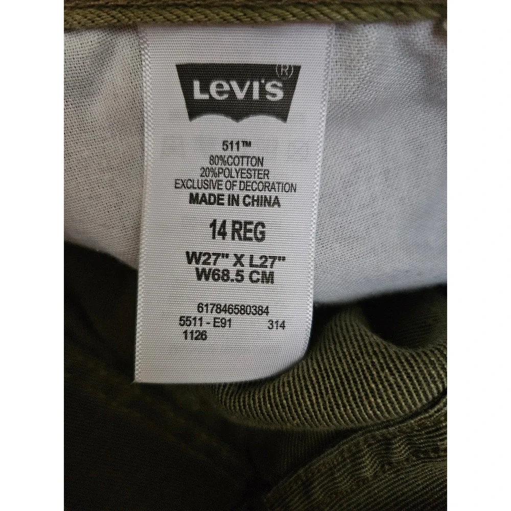 Levis 511 Slim Size 14 Regular W27xL27 Olive Green Actual (27x26)